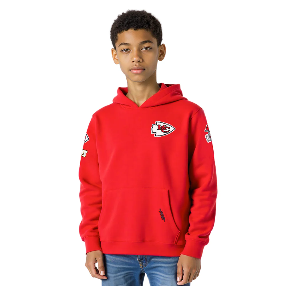NFL KANSAS CITY CHIEFS CLASSIC BIG BOYS FLEECE PULLOVER HOODIE (RED) - Image 9