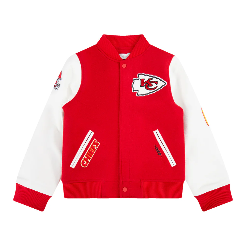 NFL KANSAS CITY CHIEFS CLASSIC BIG BOYS WOOL VARSITY JACKET (RED/WHITE) - Image 3
