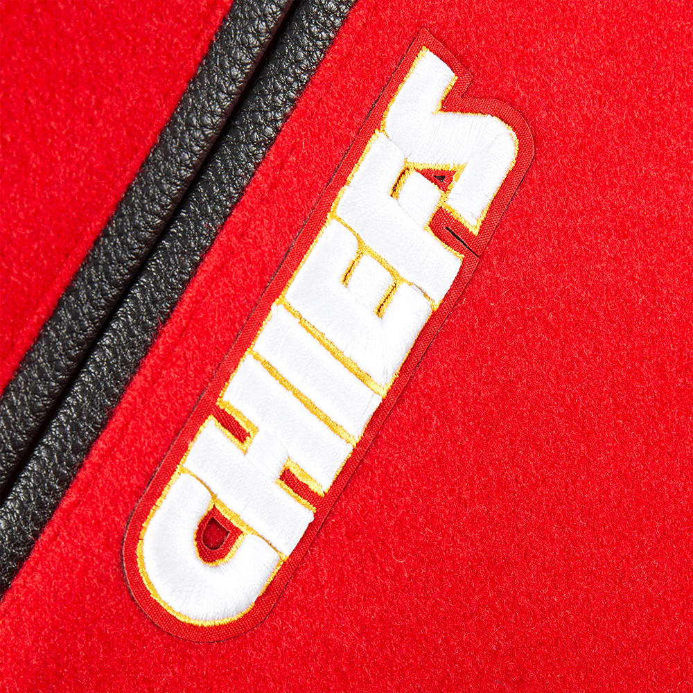 NFL KANSAS CITY CHIEFS RETRO CLASSIC BIG BOYS RIB WOOL VARSITY JACKET (RED/BLACK) - Image 5