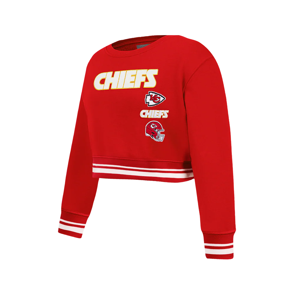 NFL KANSAS CITY CHIEFS RETRO CLASSIC BIG GIRLS RIB FLEECE CREWNECK (RED) - Image 2