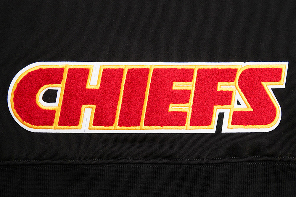 NFL KANSAS CITY CHIEFS CLASSIC WOMEN'S FLEECE CROPPED PULLOVER HOODIE (BLACK) - Image 5