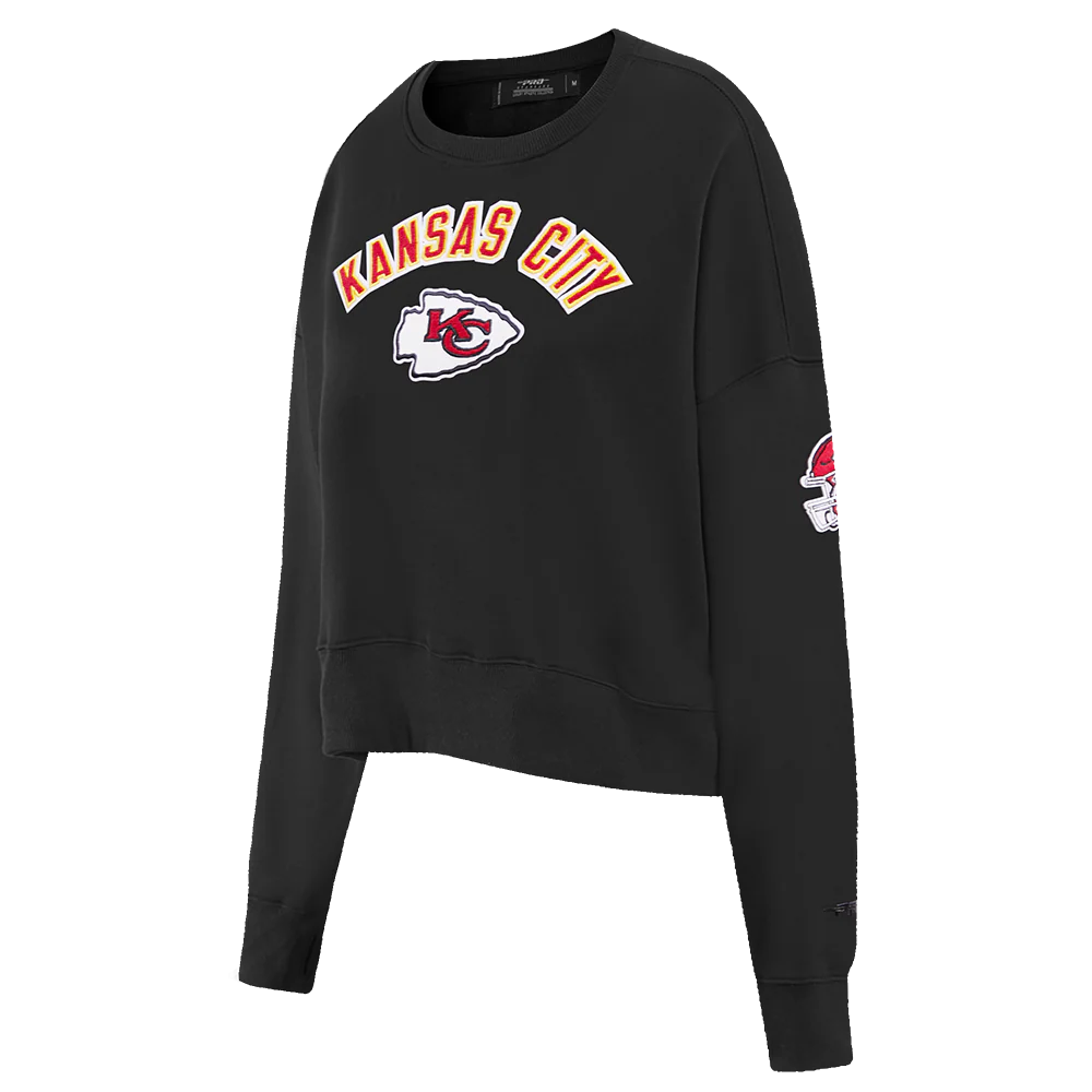 NFL KANSAS CITY CHIEFS CLASSIC WOMEN'S FLEECE CREWNECK (BLACK) - Image 2