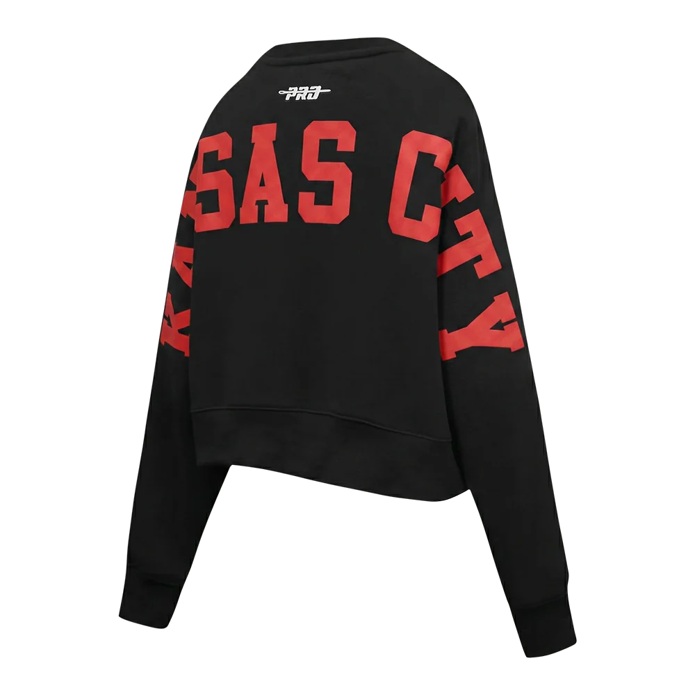 NFL KANSAS CITY CHIEFS WINGSPAN WOMEN'S FLC CREWNECK (BLACK) - Image 4