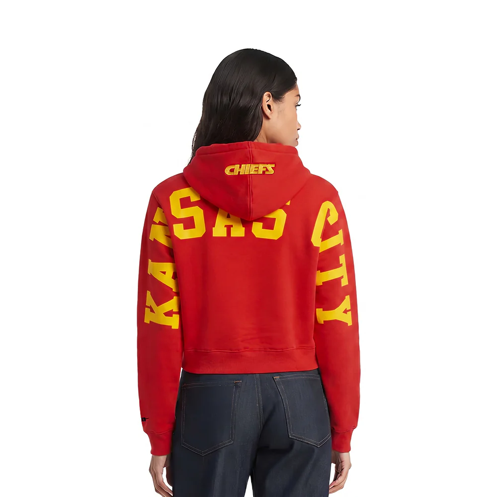 NFL KANSAS CITY CHIEFS WINGSPAN WOMEN'S FLC CROPPED PO HOODIE (RED)