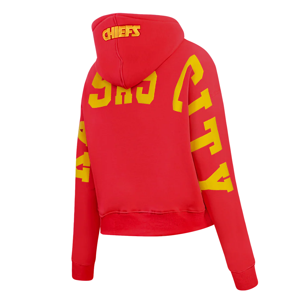 NFL KANSAS CITY CHIEFS WINGSPAN WOMEN'S FLC CROPPED PO HOODIE (RED) - Image 6