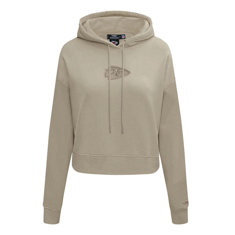 NFL KANSAS CITY CHIEFS WINGSPAN WOMEN'S FLC CROPPED PO HOODIE (TAUPE) - Image 3