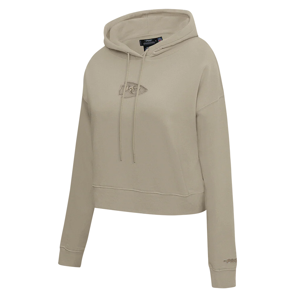 NFL KANSAS CITY CHIEFS WINGSPAN WOMEN'S FLC CROPPED PO HOODIE (TAUPE) - Image 4