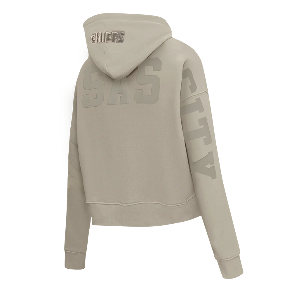 NFL KANSAS CITY CHIEFS WINGSPAN WOMEN'S FLC CROPPED PO HOODIE (TAUPE) - Image 6