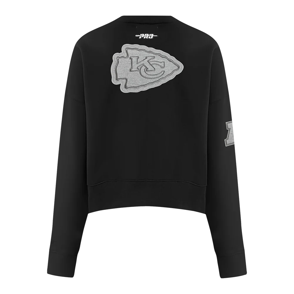 NFL KANSAS CITY CHIEFS REVERSE FRENCH TERRY WOMEN'S FLEECE CREWNECK (BLACK) - Image 3