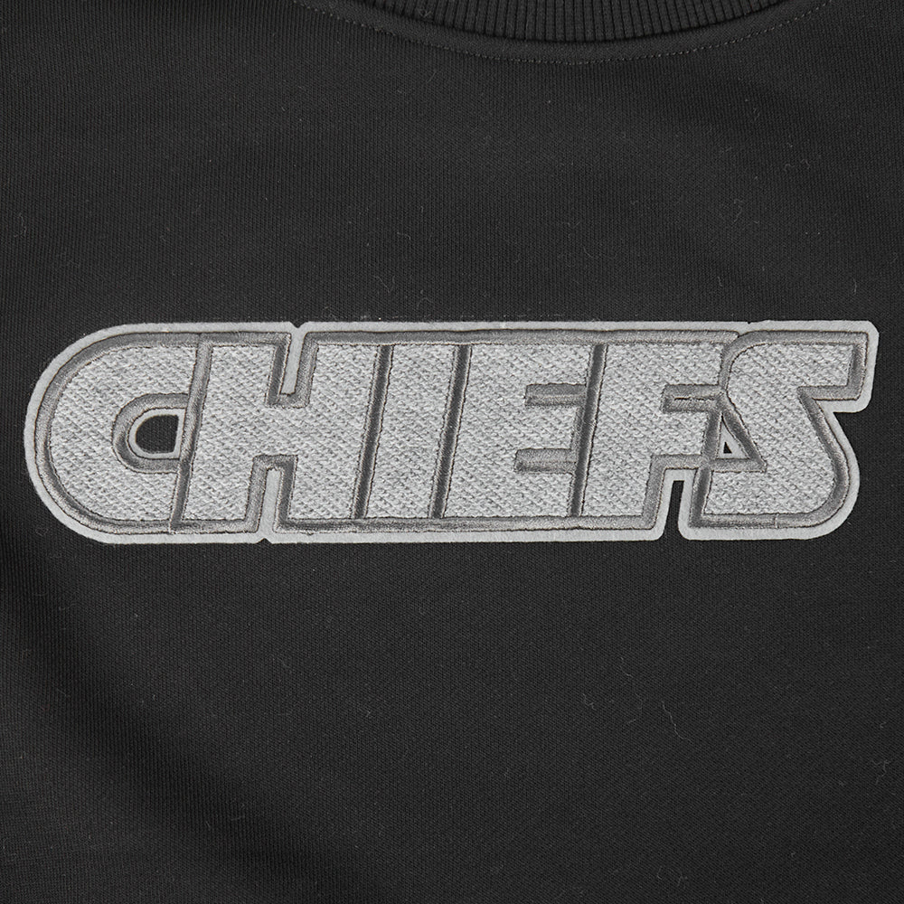 NFL KANSAS CITY CHIEFS REVERSE FRENCH TERRY WOMEN'S FLEECE CREWNECK (BLACK) - Image 5