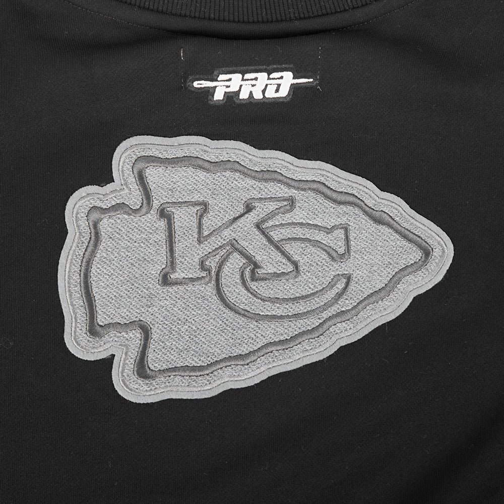 NFL KANSAS CITY CHIEFS REVERSE FRENCH TERRY WOMEN'S FLEECE CREWNECK (BLACK) - Image 8