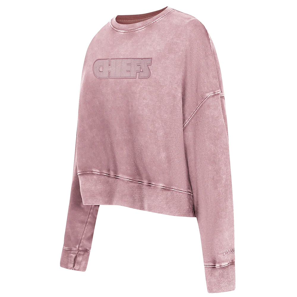 NFL KANSAS CITY CHIEFS WASHED CLASSIC WOMEN'S ENZYME WASH FT CREWNECK (WASHED MAUVE) - Image 4