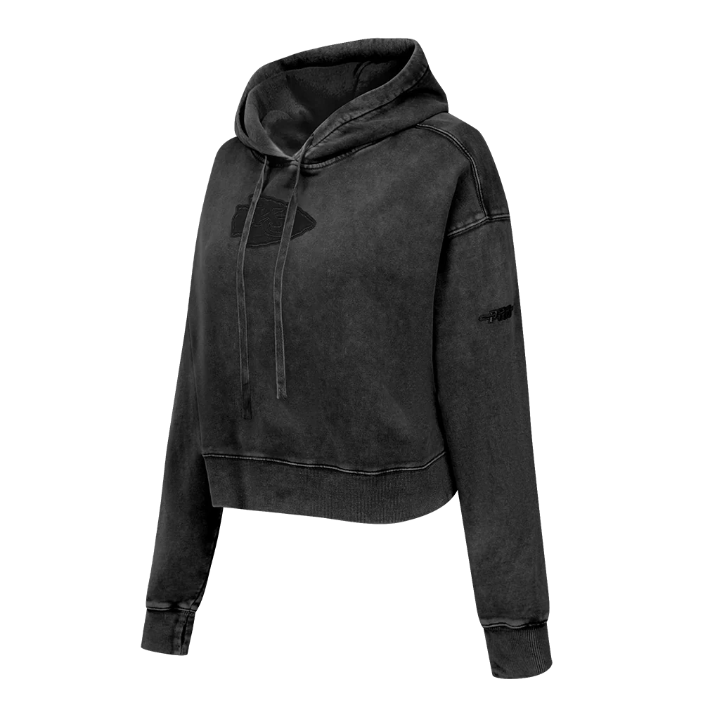 NFL KANSAS CITY CHIEFS WASHED CLASSIC WOMEN'S ENZYME WASH FT CROPPED P (WASHED BLACK) - Image 5