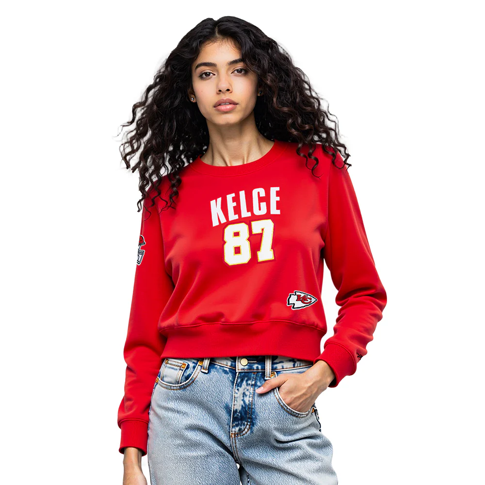 NFL KANSAS CITY CHIEFS TRAVIS KELCE #87 CLASSIC PNN WOMEN'S FLC CREWNECK