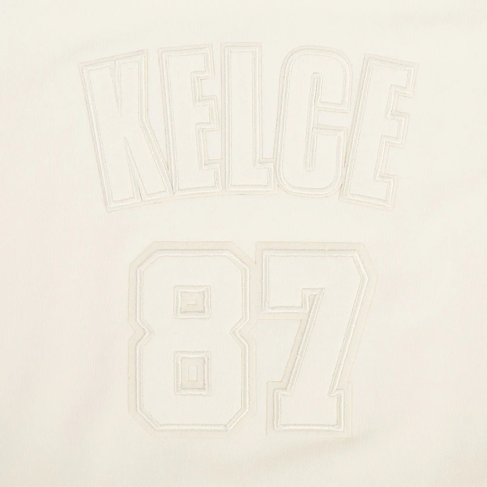 NFL KANSAS CITY CHIEFS TRAVIS KELCE #87 NEUTRAL WOMEN'S FLC CREWNECK (EGGSHELL) - Image 6