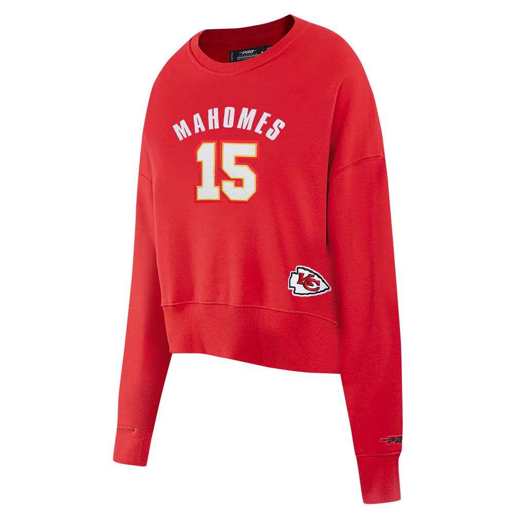 NFL KANSAS CITY CHIEFS PATRICK MAHOMES #15 CLASSIC PNN WOMEN'S FLC CREWNECK (Red) - Image 3