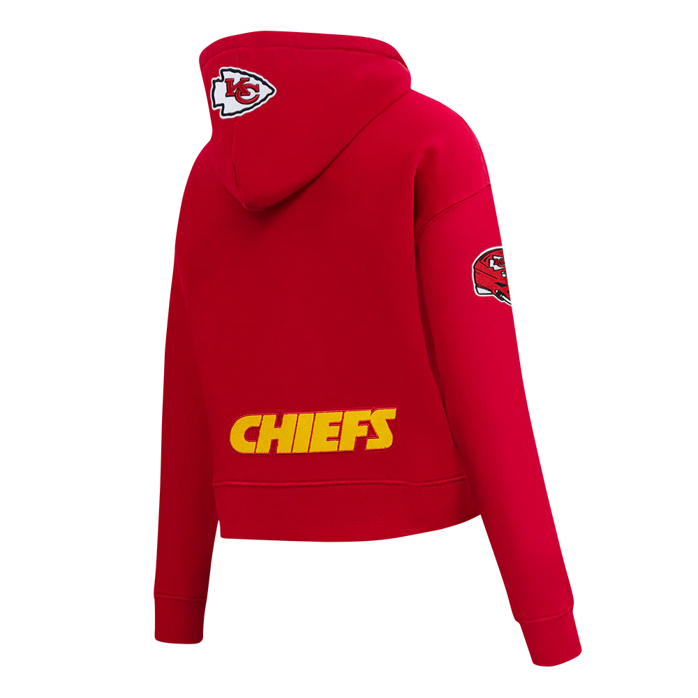 NFL KANSAS CITY CHIEFS PATRICK MAHOMES #15 CLASSIC PNN WOMEN'S FLC CROPPED PO HOODIE (Red) - Image 4