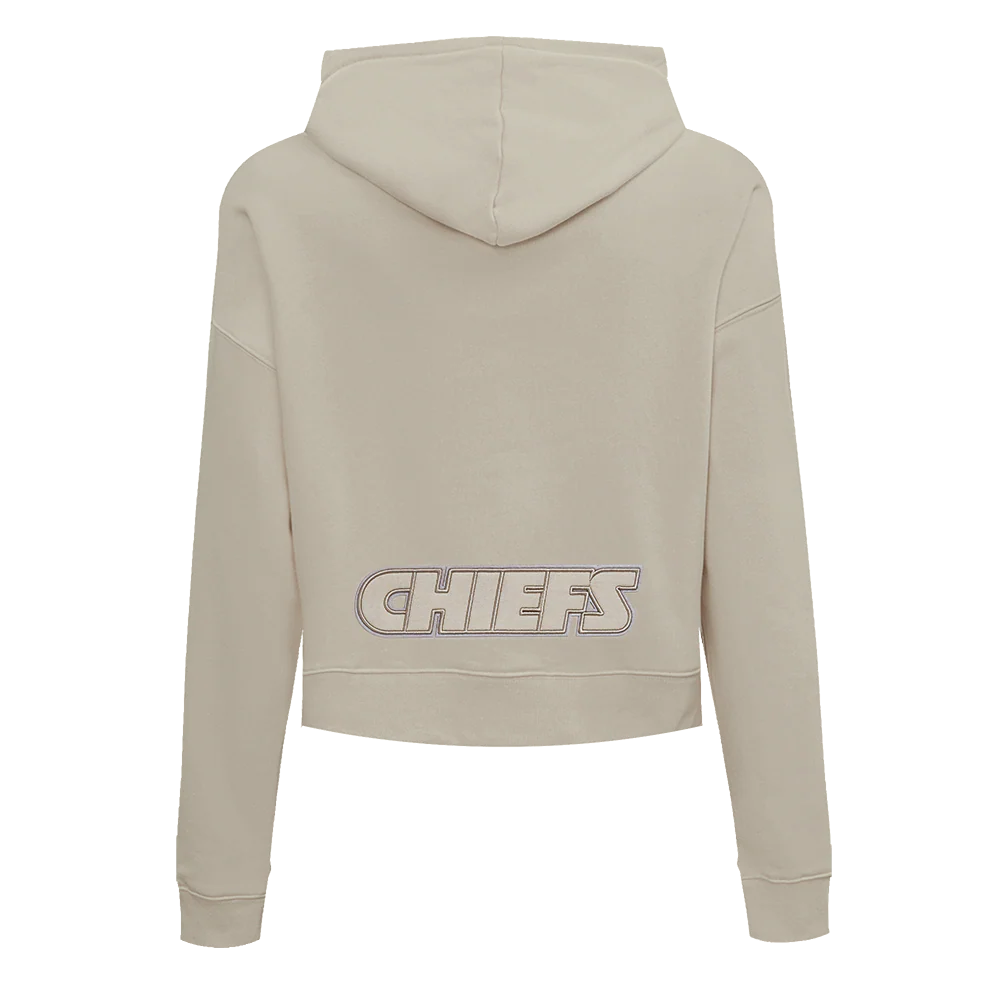 NFL KANSAS CITY CHIEFS NEUTRAL WOMEN'S CROPPED PULLOVER HOODIE (TAUPE) - Image 6