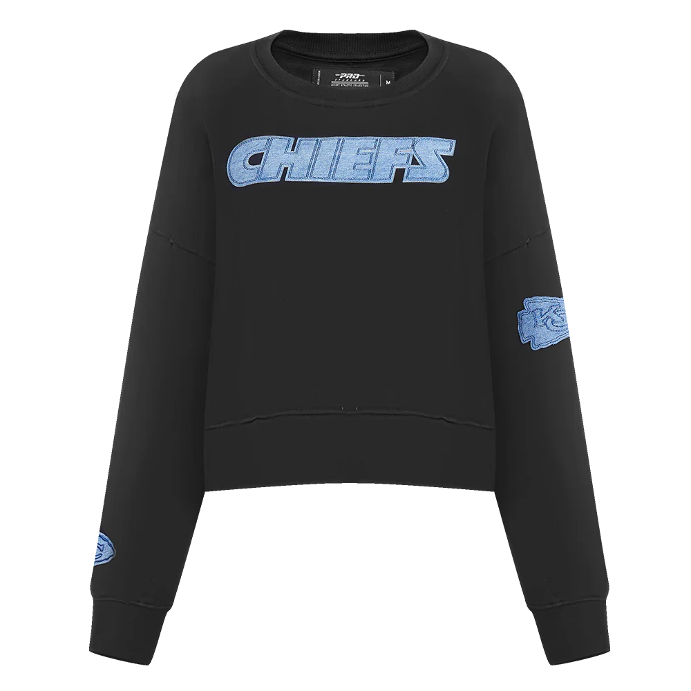 NFL KANSAS CITY CHIEFS VARSITY BLUES WOMEN'S CREWNECK (BLACK)