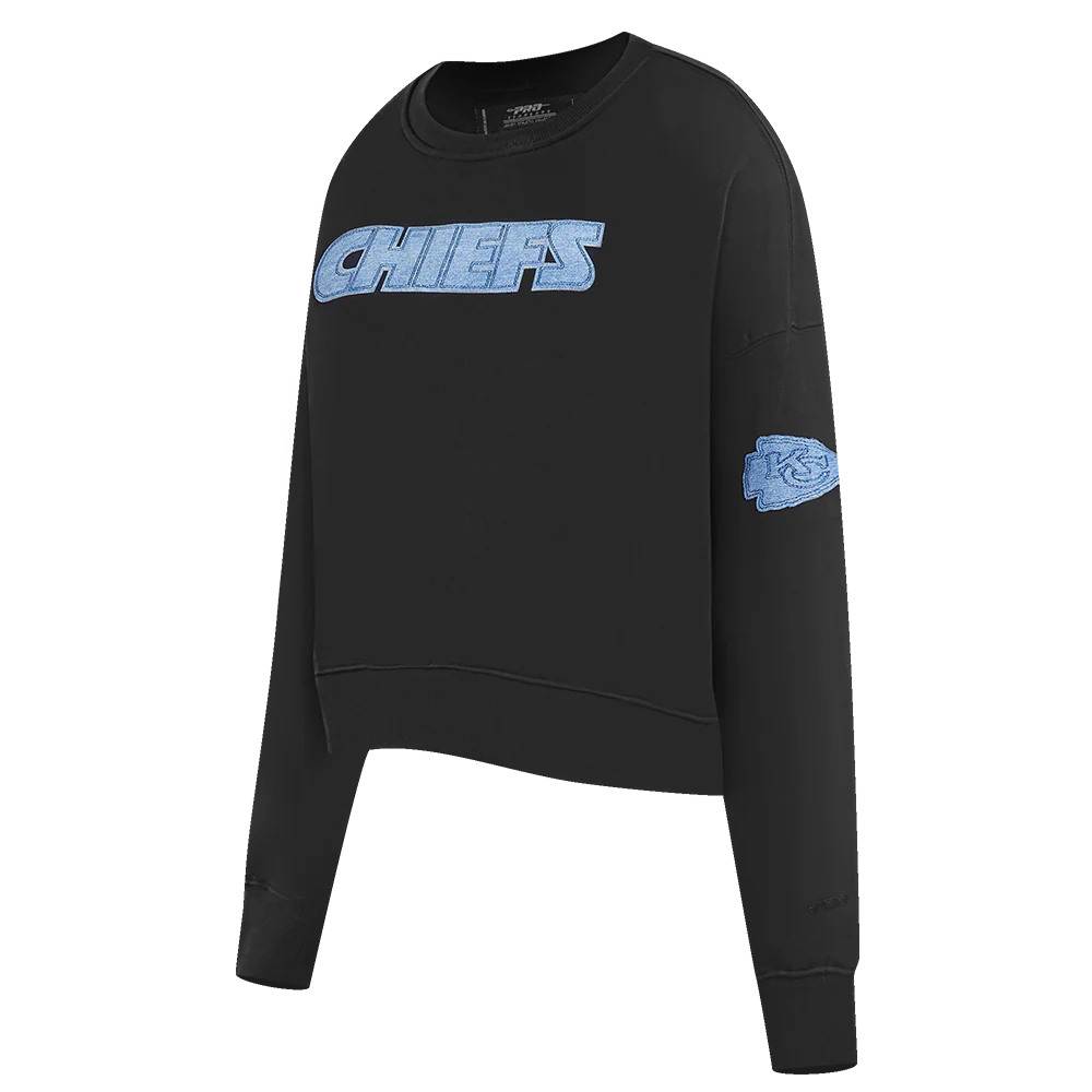 NFL KANSAS CITY CHIEFS VARSITY BLUES WOMEN'S CREWNECK (BLACK) - Image 2