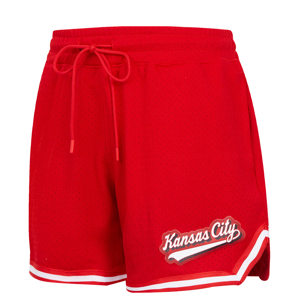 NFL KANSAS CITY CHIEFS SCRIPT TAIL WOMEN'S MESH TAPE SHORT (RED)