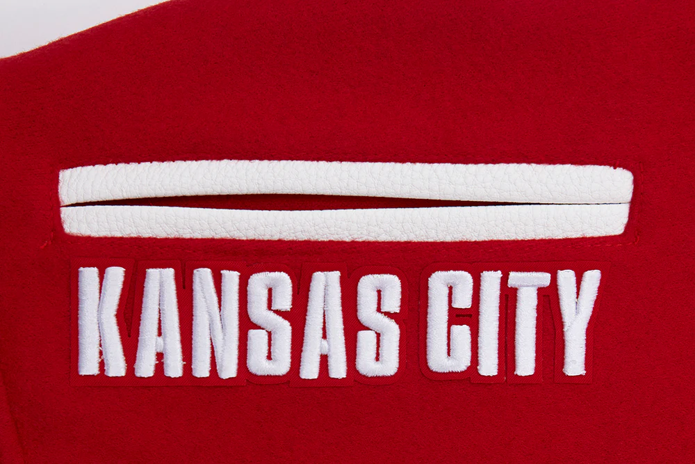 NFL KANSAS CITY CHIEFS RETRO CLASSIC WOMEN'S RIB WOOL VARSITY JACKET (RED/WHITE) - Image 7