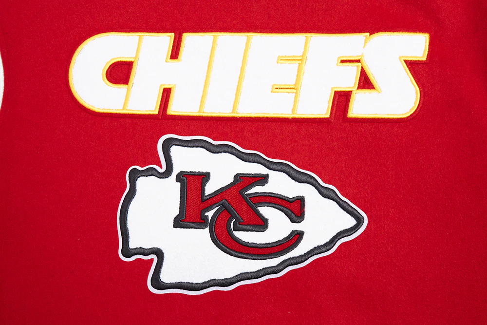 NFL KANSAS CITY CHIEFS RETRO CLASSIC WOMEN'S RIB WOOL VARSITY JACKET (RED/WHITE) - Image 9