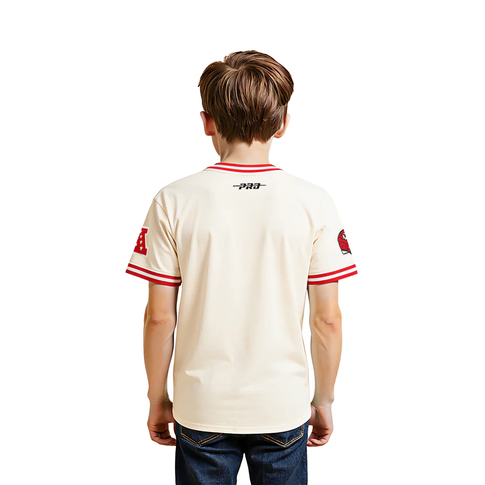 NFL KANSAS CITY CHIEFS RETRO CLASSIC LITTLE BOY'S SS STRIPED RIB TEE (EGGSHELL/ RED) - Image 2
