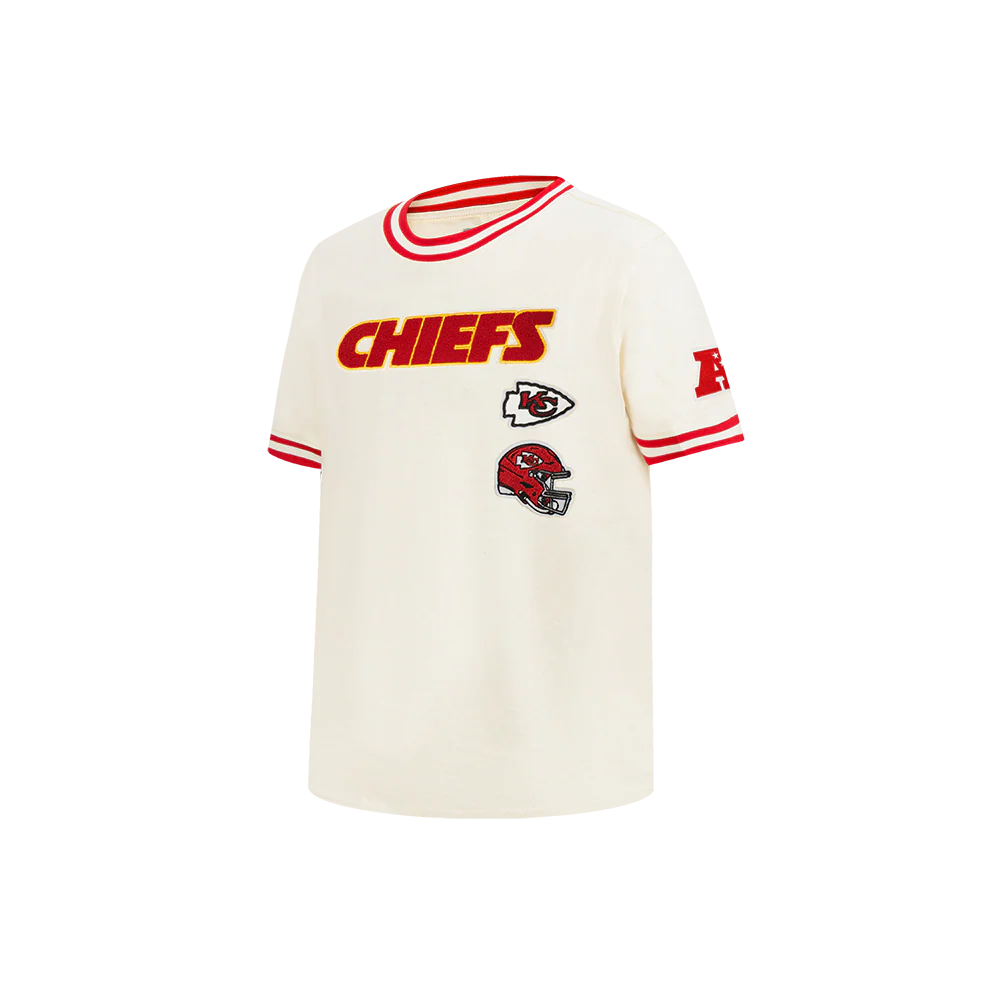 NFL KANSAS CITY CHIEFS RETRO CLASSIC LITTLE BOY'S SS STRIPED RIB TEE (EGGSHELL/ RED) - Image 3