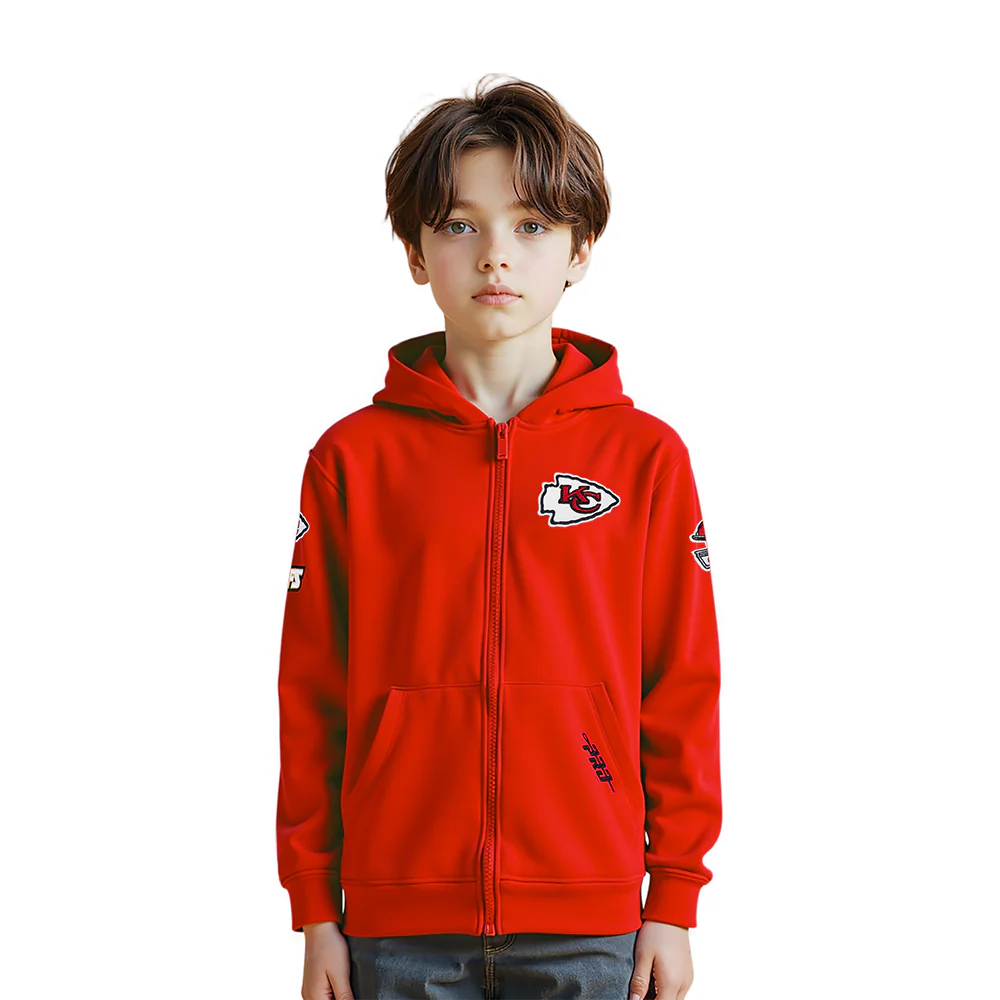 NFL KANSAS CITY CHIEFS CLASSIC LITTLE BOY'S FLC FZ HOODIE (RED)
