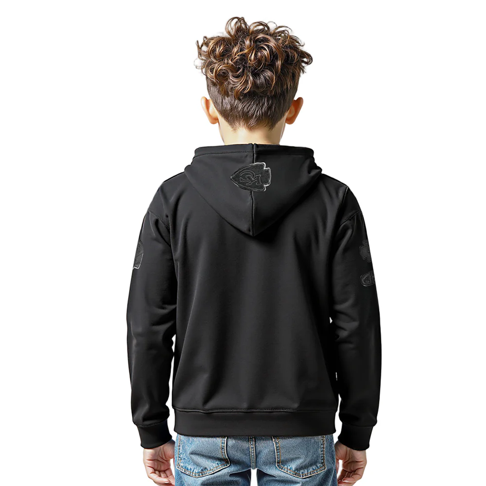 NFL KANSAS CITY CHIEFS TRIPLE BLACK LITTLE BOYS FLEECE PULLOVER HOODIE (BLACK) - Image 2