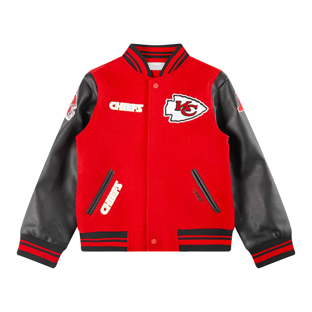 NFL KANSAS CITY CHIEFS RETRO CLASSIC LITTLE BOYS RIB WOOL VARSITY JACKET (RED/BLACK) - Image 19