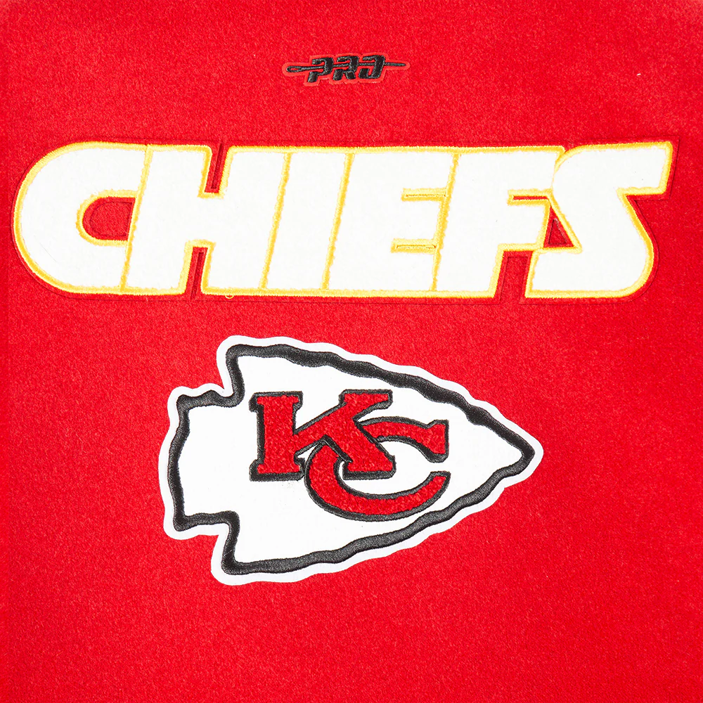 NFL KANSAS CITY CHIEFS RETRO CLASSIC LITTLE BOYS RIB WOOL VARSITY JACKET (RED/BLACK) - Image 4