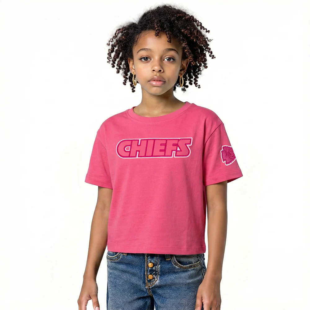 NFL KANSAS CITY CHIEFS CLASSIC TRIPLE PINK LITTLE GIRL'S SS BOXY TEE (BEETROOT PURPLE)