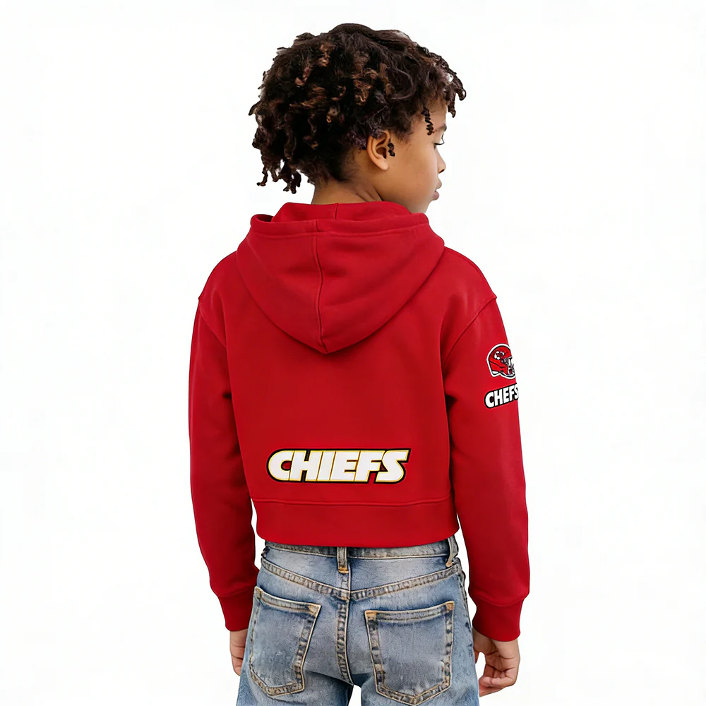 NFL KANSAS CITY CHIEFS CLASSIC LITTLE GIRLS FLEECE FULL ZIP HOODIE (RED) - Image 2