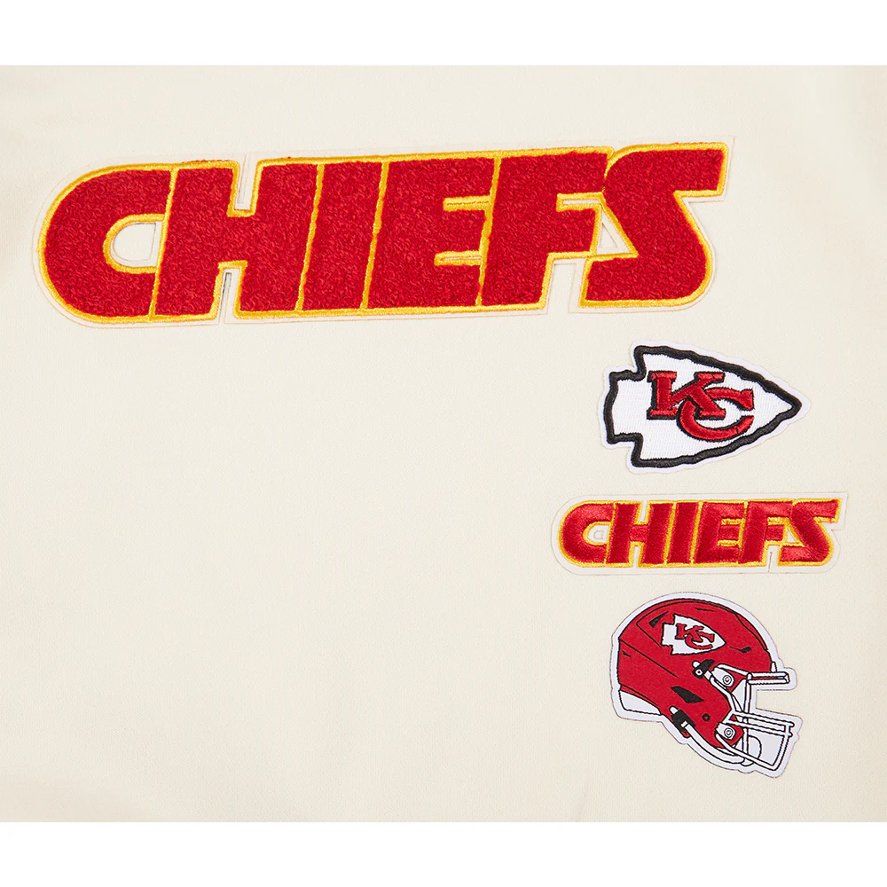 NFL KANSAS CITY CHIEFS RETRO CLASSIC LITTLE GIRLS RIB FLEECE CREWNECK (EGGSHELL/ RED) - Image 5