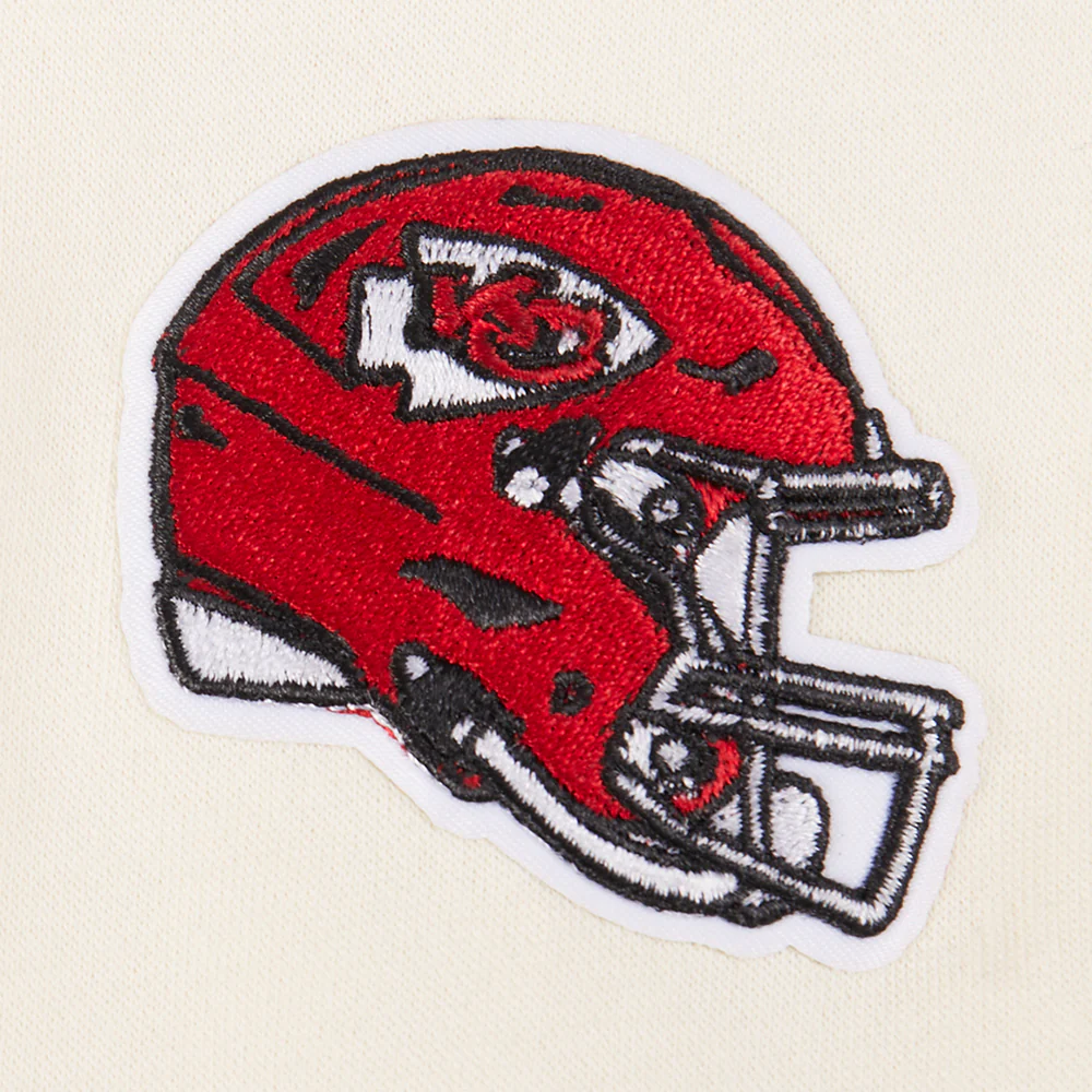 NFL KANSAS CITY CHIEFS RETRO CLASSIC LITTLE GIRLS RIB FLEECE CREWNECK (EGGSHELL/ RED) - Image 6