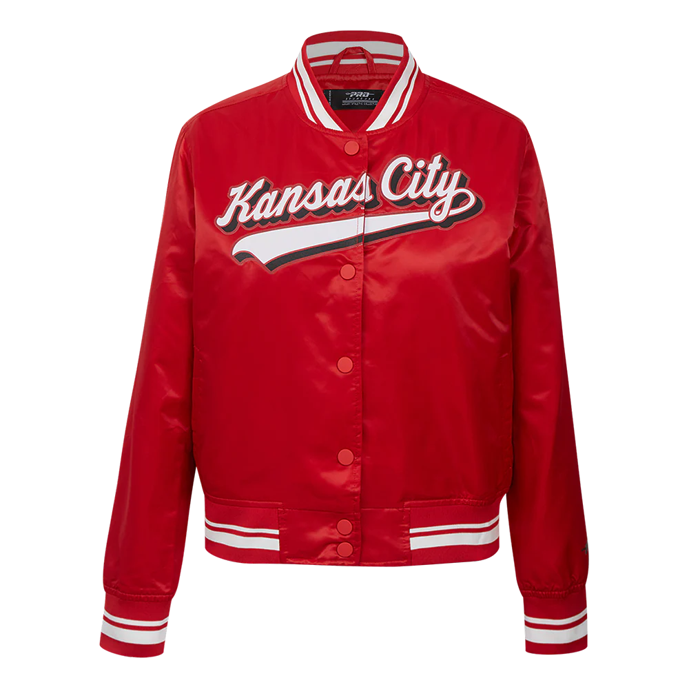 NFL KANSAS CITY CHIEFS SCRIPT TAIL WOMEN'S SATIN JACKET (RED)