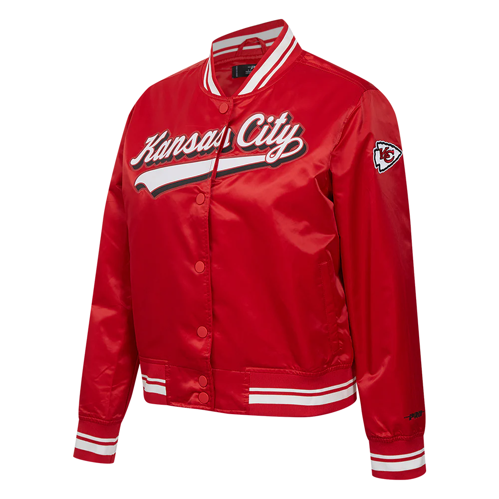 NFL KANSAS CITY CHIEFS SCRIPT TAIL WOMEN'S SATIN JACKET (RED) - Image 2