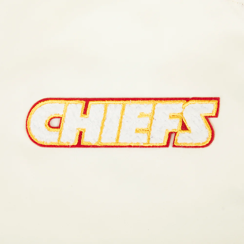 NFL KANSAS CITY CHIEFS RETRO CLASSIC WOMEN'S RIB SATIN JACKET (EGGSHELL/ RED) - Image 6