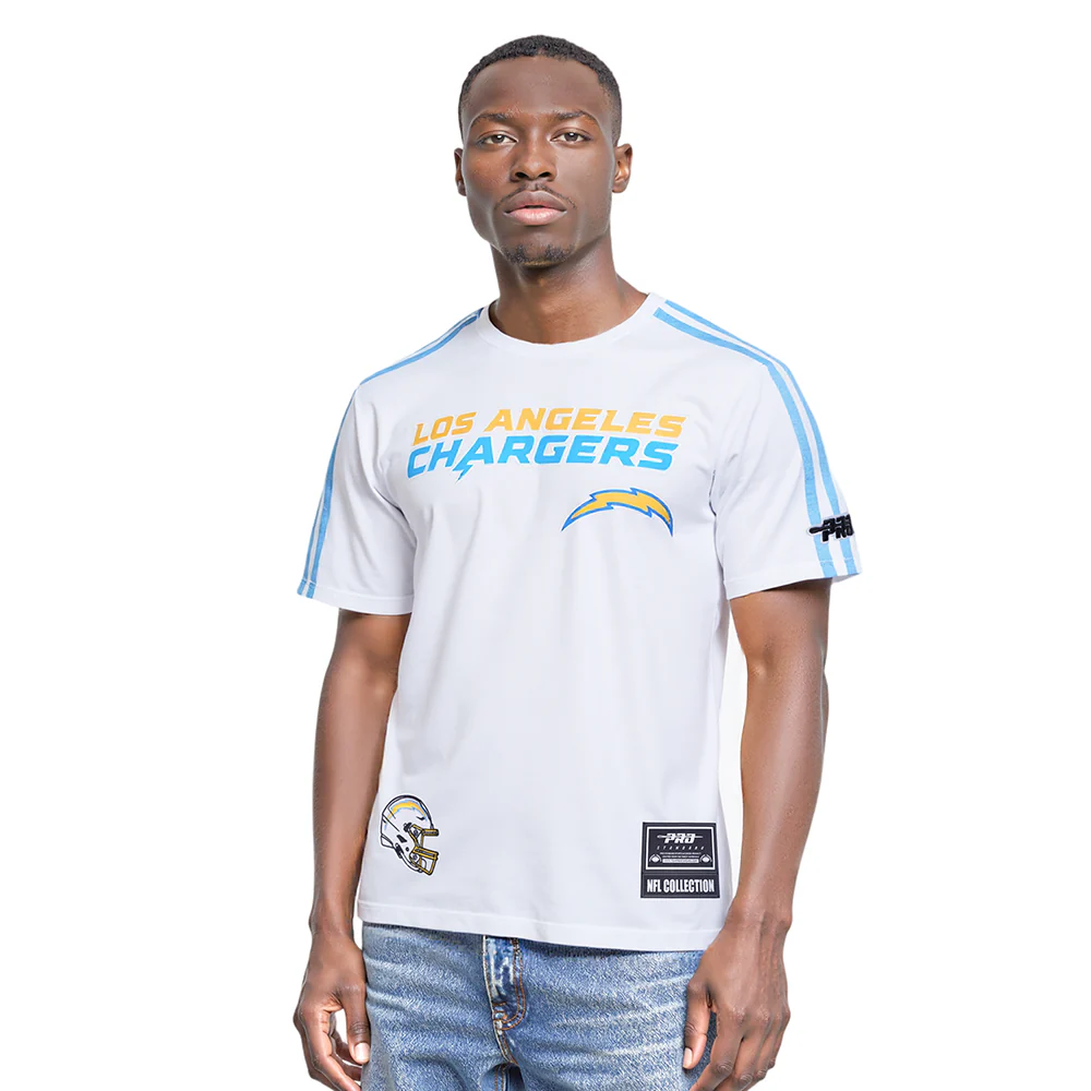 NFL LOS ANGELES CHARGERS CLASSIC MESH MEN'S SJ STRIPED TEE (WHITE/UNIVERSITY BLUE) - Image 9