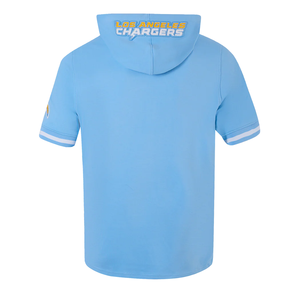 NFL LOS ANGELES CHARGERS JUSTIN HERBERT #10 CLASSIC MEN'S DOUBLE KNIT SHORT SLEEVE PULLOVER HOODIE (UNIVERSITY BLUE) - Image 4