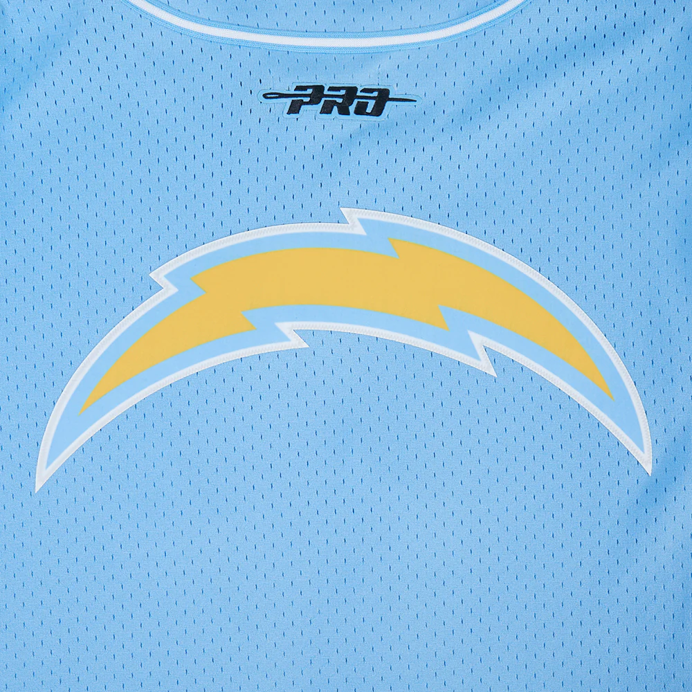 NFL LOS ANGELES CHARGERS JUSTIN HERBERT #10 CLASSIC MESH PNN MEN'S MESH BUTTON DOWN SHIRT (UNIVERSITY BLUE) - Image 5