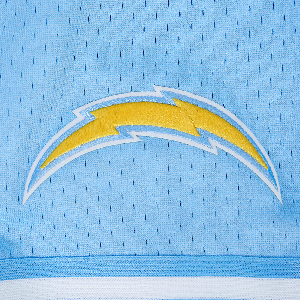 NFL LOS ANGELES CHARGERS JUSTIN HERBERT #10 CLASSIC MESH PNN MEN'S MESH BUTTON DOWN SHIRT (UNIVERSITY BLUE) - Image 8