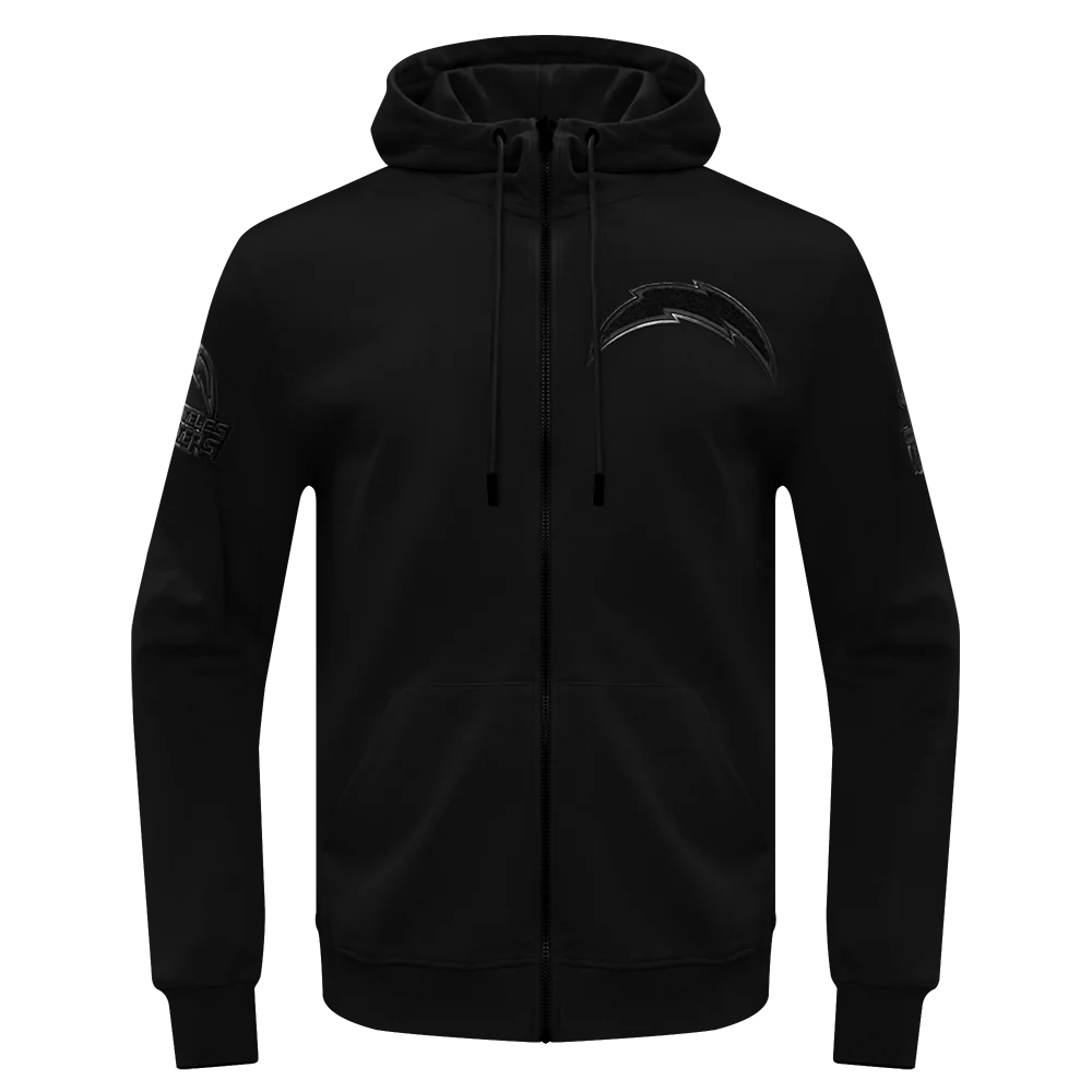 NFL LOS ANGELES CHARGERS TRIPLE BLACK MEN'S DK FZ HOODIE (TRIPLE BLACK)