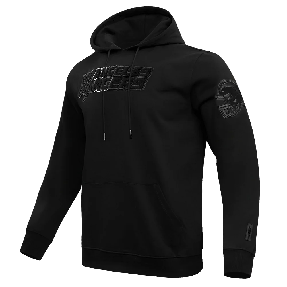 NFL LOS ANGELES CHARGERS TRIPLE BLACK MEN'S DOUBLE KNIT PULLOVER HOODIE (TRIPLE BLACK MEN'S) - Image 2