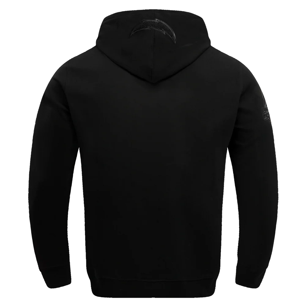 NFL LOS ANGELES CHARGERS TRIPLE BLACK MEN'S DOUBLE KNIT PULLOVER HOODIE (TRIPLE BLACK MEN'S) - Image 4