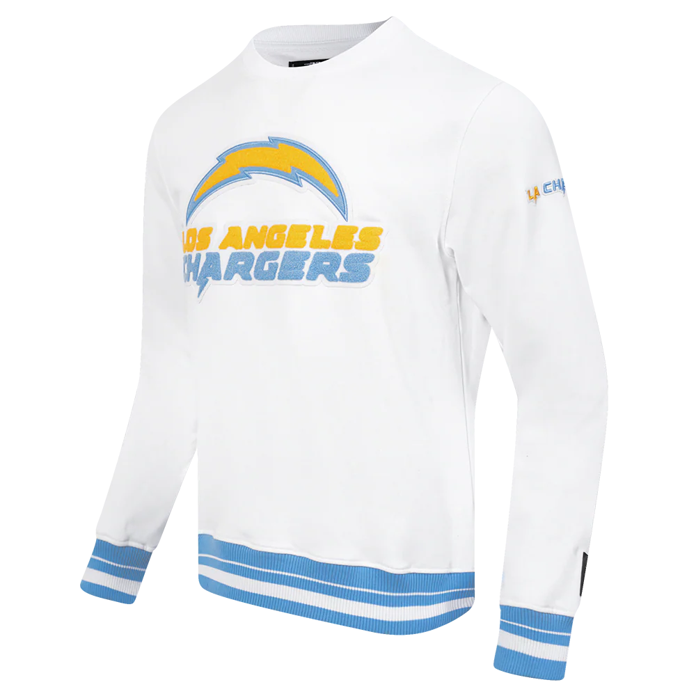 NFL LOS ANGELES CHARGERS MASHUP MEN'S RIB CREWNECK (WHITE/UNIVERSITY BLUE) - Image 10