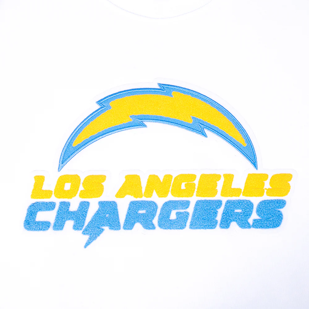 NFL LOS ANGELES CHARGERS MASHUP MEN'S RIB CREWNECK (WHITE/UNIVERSITY BLUE) - Image 6