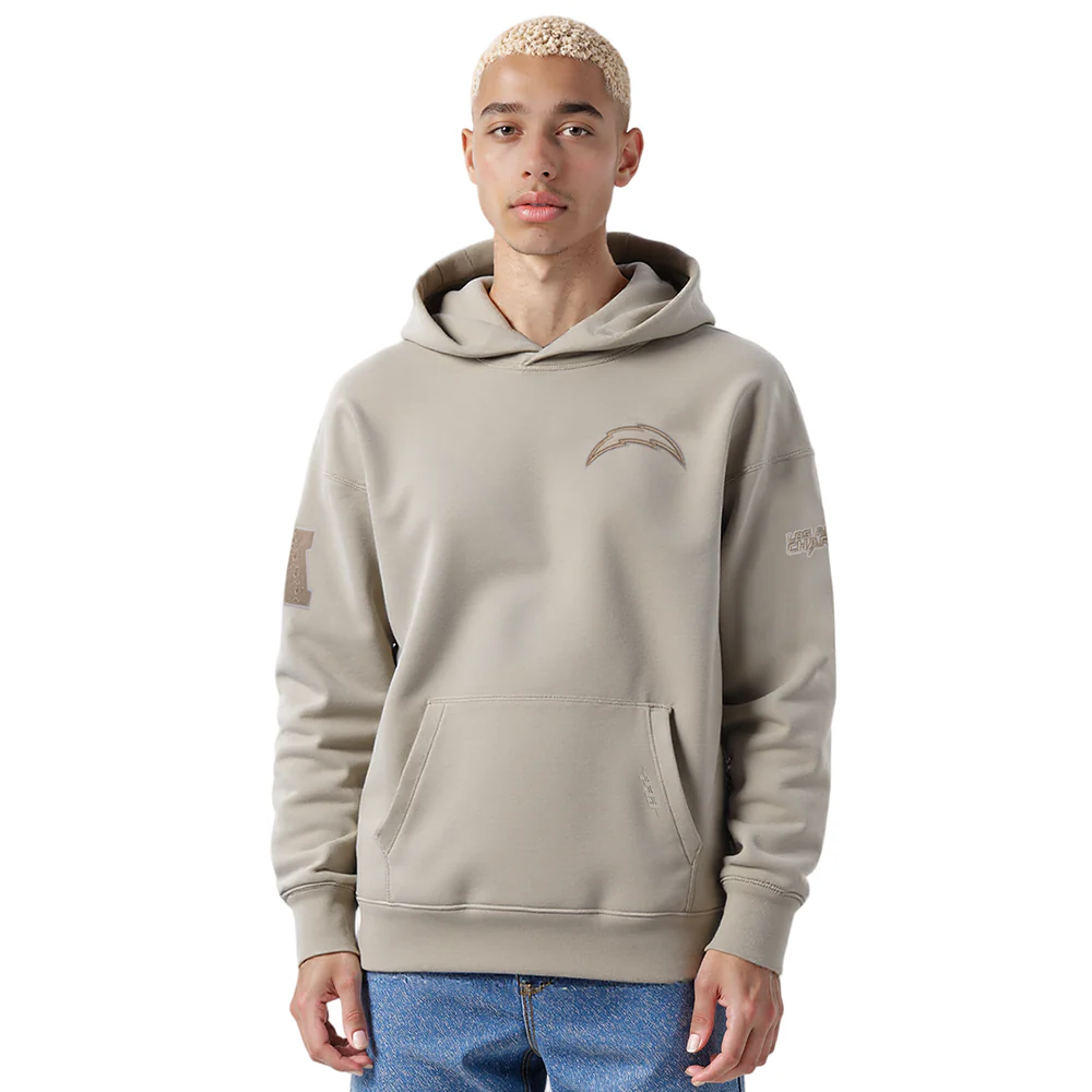 NFL LOS ANGELES CHARGERS NEUTRAL MEN'S DROP SHOULDER FLC PO HOODIE (TAUPE) - Image 10